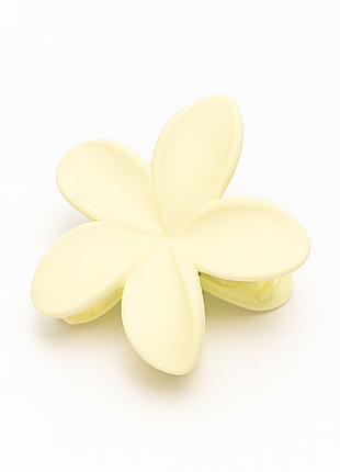 Зажим для волос, заколка краб для волос, "гавайский цветок", butter yellow матовый