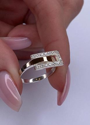 Серебряное кольцо 925 пробы с цирконием, белый цвет вставки