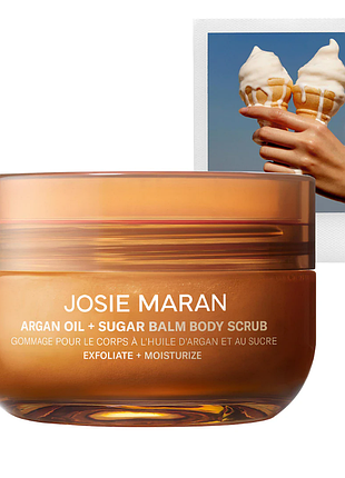 Josie maran vanilla vibezzz - argan oil + sugar balm exfoliating body scrub отшелушивающий скраб для тела с аргановым маслом и сахаром 170 гр.