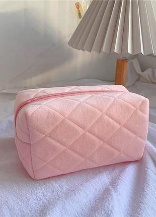 Велюровая дорожная косметичка velvet pink