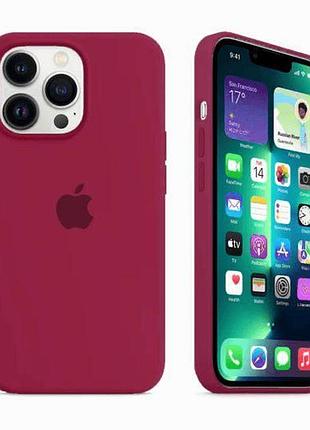 Силиконовый чехол матовый бордовый, для iphone 14 pro