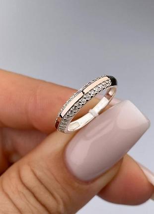Серебряное кольцо 925 пробы с цирконием, белый цвет вставки