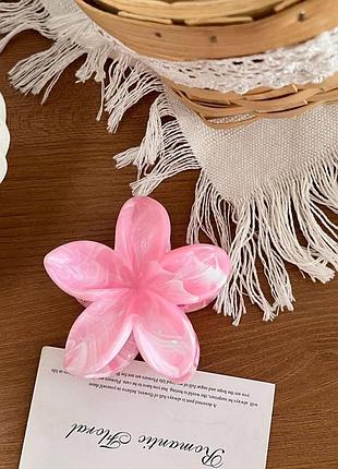 Зажим для волосся, заколка краб для волос, квітка, рожевий sugar pink