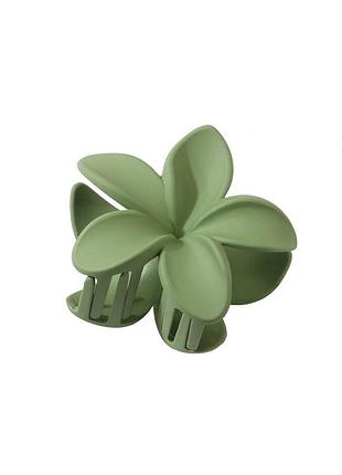 Зажим для волос, заколка краб для волос, "гавайский цветок", matcha mist матовый