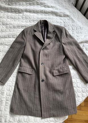 Вовняне пальто h+h menswear «ялинка» — стильний унісекс / оверсайз, 80% вовна