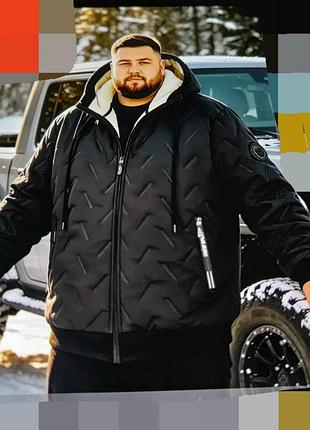 Ого-го какой размерчик мужская тёплая куртка бомбер с капюшоном батал 9xl