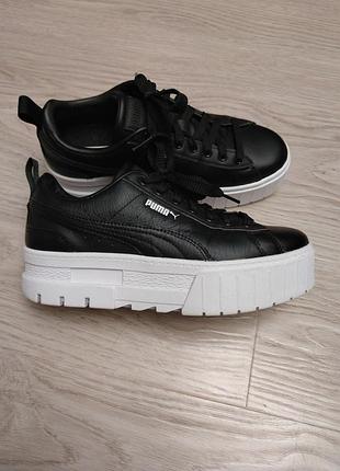 Кеди жіночі puma mayze classic wns чорно-білі,, шкіра