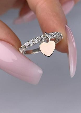 Серебряное кольцо 925 пробы с цирконием, белый цвет вставки