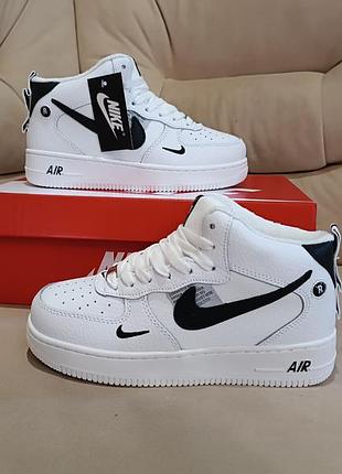 Зимові кросівки nike air forcce 1 (шкіра. хутро)