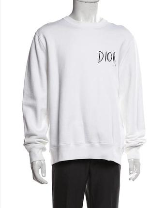 Стильный свитшот, толстовка белого цвета итальянский бренд cristian  dior оверсайз большой размер xl,l,м