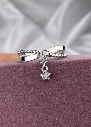 Серебряное кольцо 925 пробы с цирконием, белый цвет вставки
