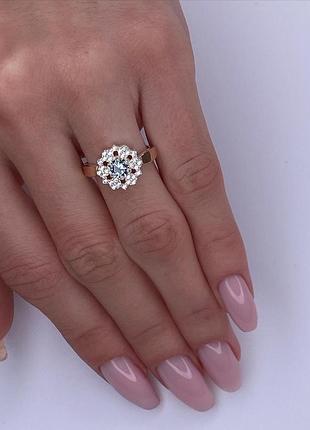 Серебряное кольцо 925 пробы с цирконием, белый цвет вставки