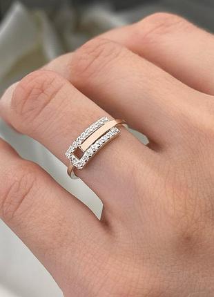 Серебряное кольцо 925 пробы с цирконием, белый цвет вставки