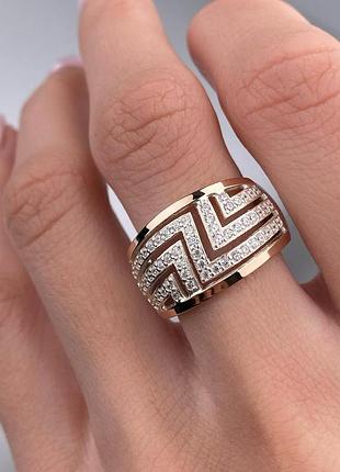 Серебряное кольцо 925 пробы с цирконием, белый цвет вставки