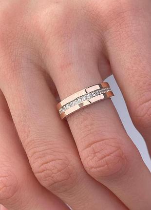 Серебряное кольцо 925 пробы с цирконием, белый цвет вставки