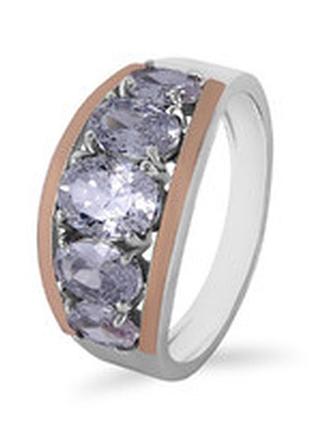 Серебряное кольцо 925 пробы с цирконием, белый цвет вставки