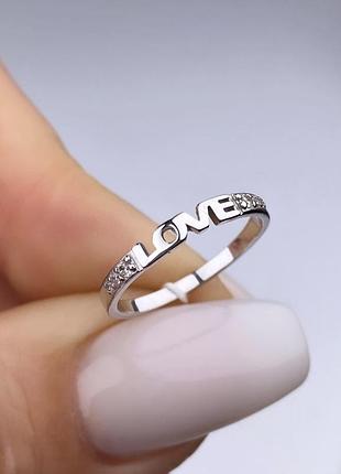 Серебряное кольцо с надписью love с цирконием 925 пробы