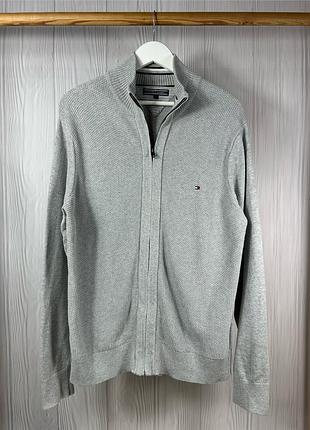 Tommy hilfiger premium cotton zip кофта светр з преміального матеріалу розмір l