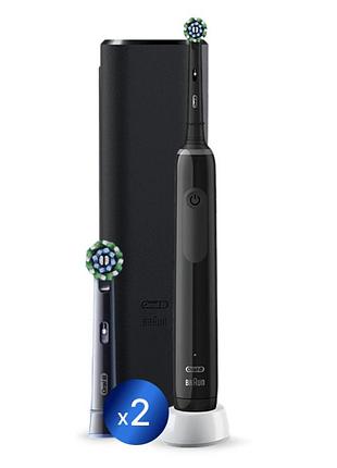 Электрическая зубная щетка oral-b pro series 3 travel edition с дорожным футляром, 3 режима чистки, датчик давления на десна