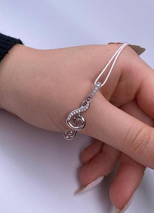 Серебряный кулон 925 пробы с фианитами, белый цвет вставки