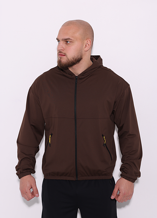 Кофта чоловіча trail коричнева трикотажна з капюшоном на блискавці