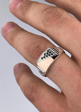 Серебряное кольцо 925 пробы с цирконием, белый цвет вставки