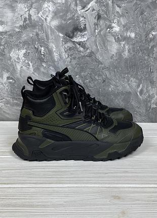 Кожаные ботинки puma trinity mid hybrid l olive/black 40.5/25.5-26 см