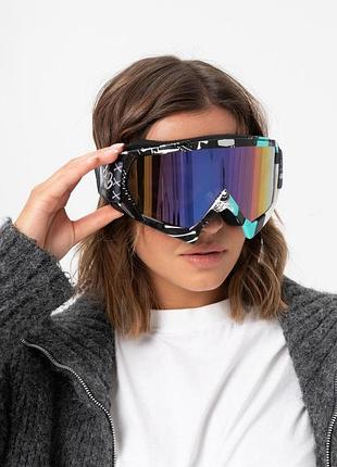 Жіночі лижні окуляри гірськолижні маска дзеркальна without nafe black&purple