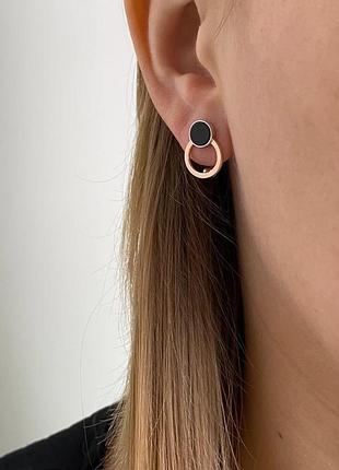 Серебряные серьги круглый диск с кругом 925 пробы