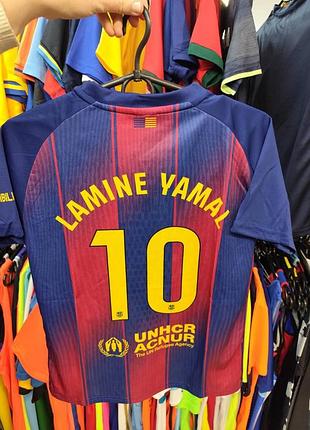 Форма футбольна дитяча з символікою футбольного клубу barcelona yamal 10 домашня 2026 синій-бордовий 150