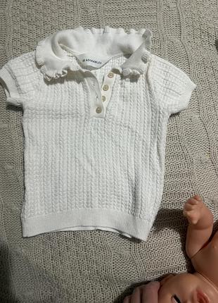 Футболка-поло для дівчаток h&m біла 6-9 місяців