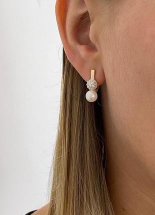 Серебряные серьги круглая бусина с розеткой 925 пробы