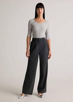 Шикарні вовняні брюки - сірий меланж - quince italian wool pleated trouser (розмір 6)