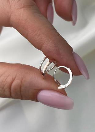 Серебряные серьги круглые дуги 925 пробы