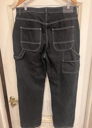 Стильні чорні джинси-карго (carpenter pants) з контрастною прошивкою