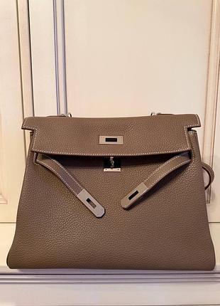 Сумка для жінок hermes kelly, сіра, зі шкіри