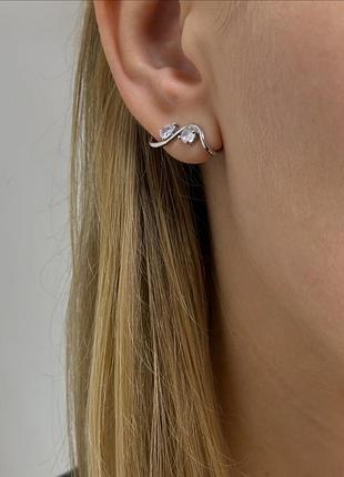 Серебряные серьги пусеты 925 пробы