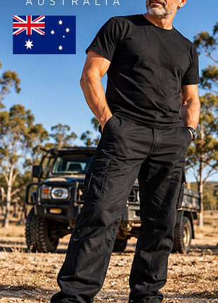 Чоловічі штани карго rokwear австралія 🇦🇺 нові з бірками чорні міцні робочі w36 l32 50 розмір