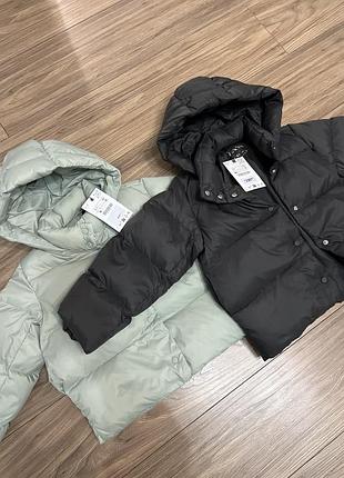 Пуховик zara з капюшоном