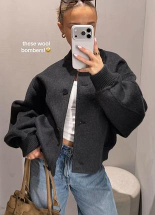 Бомбер zara розмір s оверсайз шерстяний новий