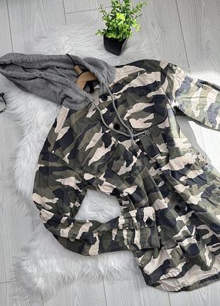 Камуфляжна сорочка-куртка від h&m з трикотажним капюшоном ✅ by mariiahuts 🤎