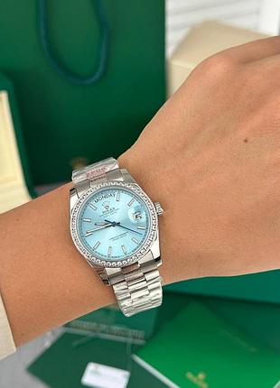 Годинник day-date diamond silver-blue