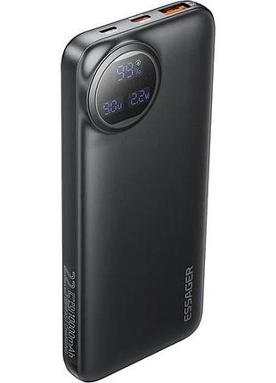 Повербанк essager heteromypil 10000 mah, 22,5w pd/qc 3.0, вбудовані usb-c/lightning, дисплей (edy1w-yt01-z)