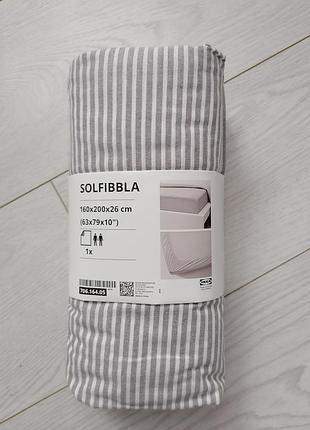 Новая простынь на резинке ikea solfibbla 160х200х26 хлопок