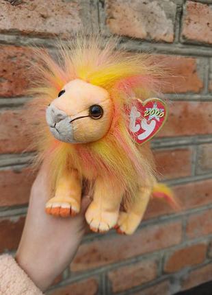 Коллекционная игрушка ty beanie babies лев 2000 год с биркой