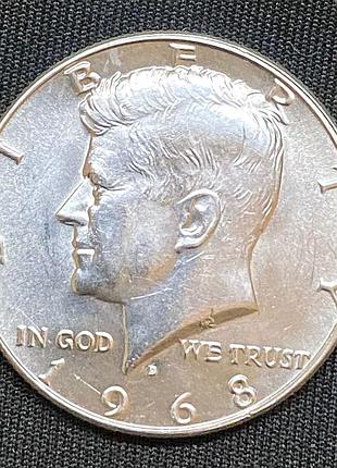 Монета 5048 сша 1968 d (полдоллара кеннеди, серебро 40%)