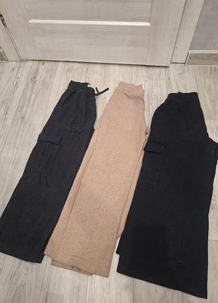 Брюки для дівчаток zara чорні на флісі 9-10 років штани палаццо