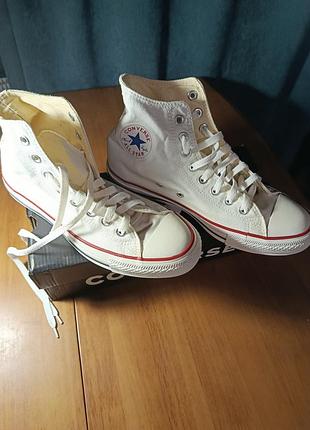 Кеди унісекс converse високі білі 8