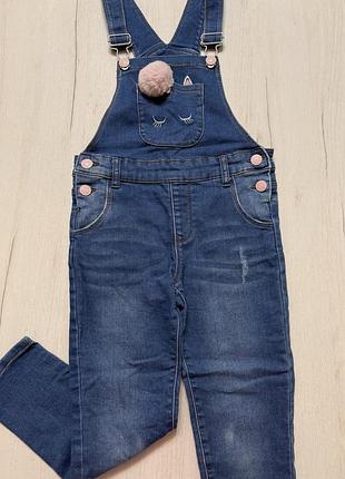 Джинсовий комбінезон для дівчинки denim co синій, розмір 122 (6-7 років)
