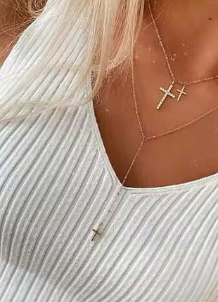 Двойное украшение цепочки с крестиками 5